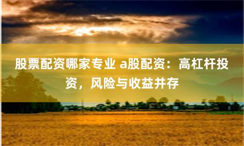 股票配资哪家专业 a股配资：高杠杆投资，风险与收益并存