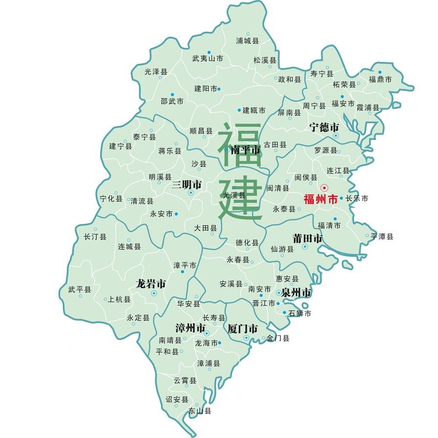 福建省地图CDR矢量素材 简单分区地图模版图 非实物地图 设计素材