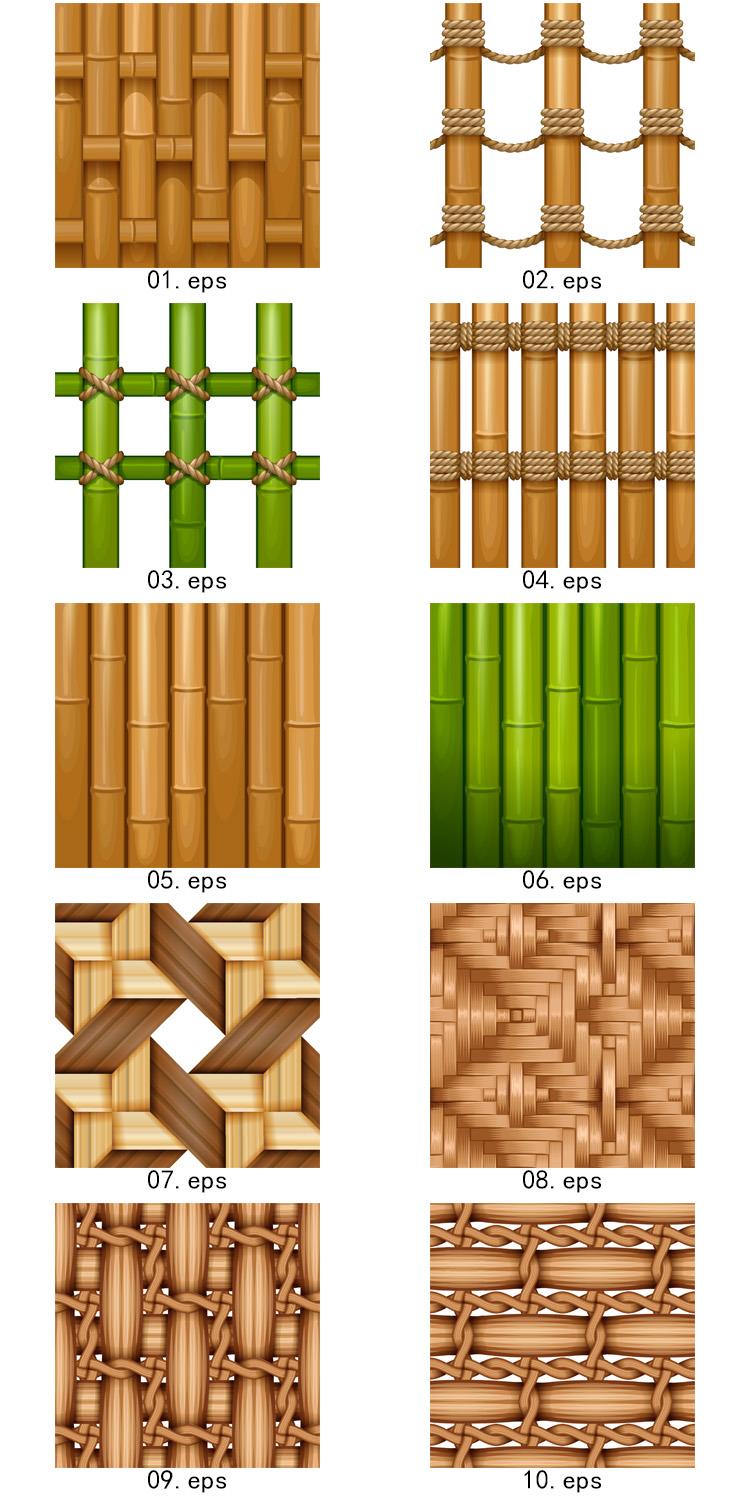 竹编花纹 纹路 竹席 编织 竹篮 栅栏 AI矢量图形设计素材 第3张