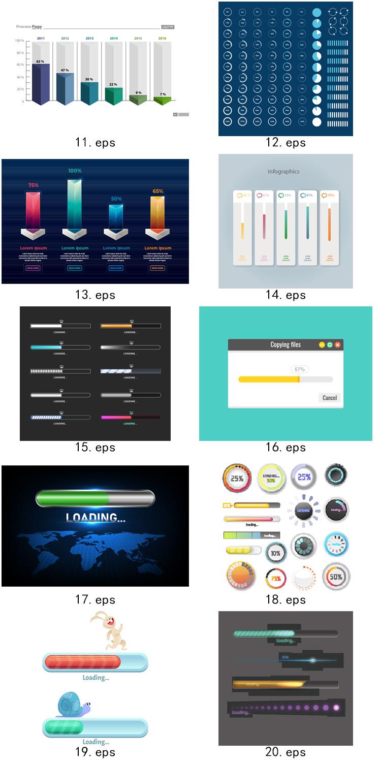 进度条加载loading 手机电脑UI界面图标ICON AI矢量图形设计素材 第4张