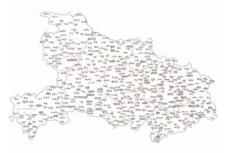 湖北省地图CDR矢量素材 简单分区地图模版图 非实物地图 设计素材 第1张