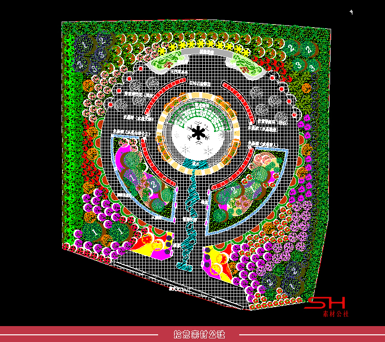 市政市民公园广场规划景观绿化设计方案CAD施工图总平面布置图纸 第6张