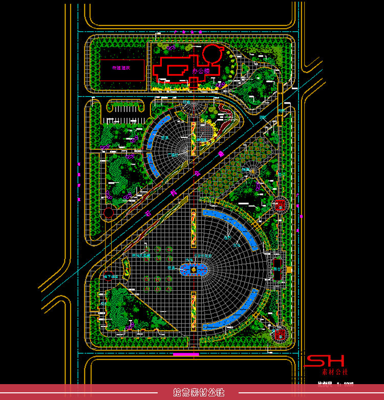 市政市民公园广场规划景观绿化设计方案CAD施工图总平面布置图纸 第4张