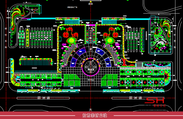 市政市民公园广场规划景观绿化设计方案CAD施工图总平面布置图纸 第9张