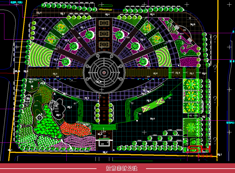 市政市民公园广场规划景观绿化设计方案CAD施工图总平面布置图纸 第12张