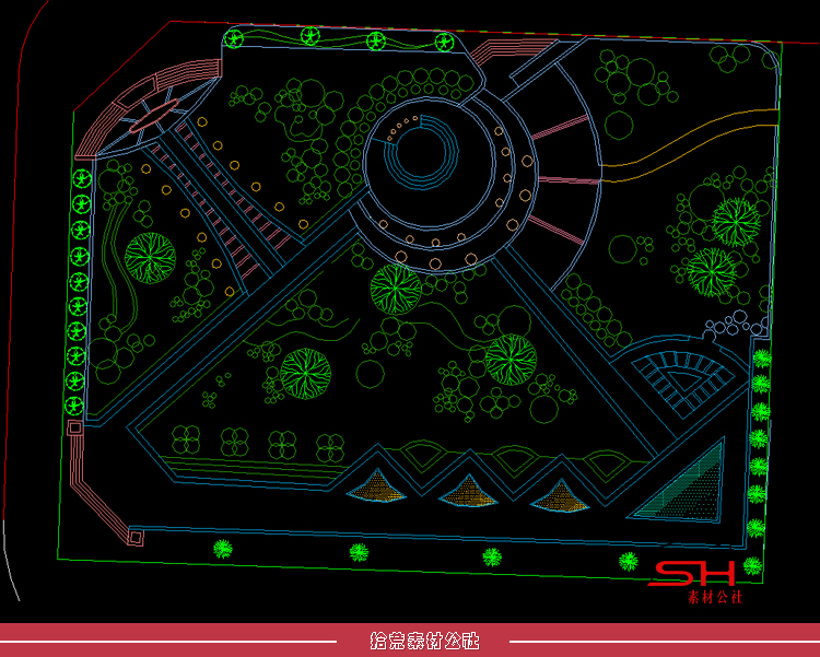 市政市民公园广场规划景观绿化设计方案CAD施工图总平面布置图纸 第16张