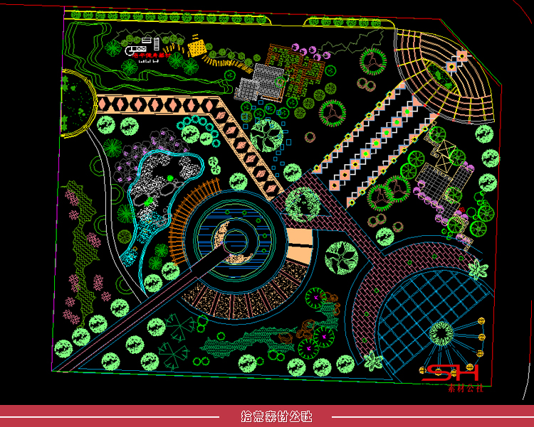 市政市民公园广场规划景观绿化设计方案CAD施工图总平面布置图纸 第15张