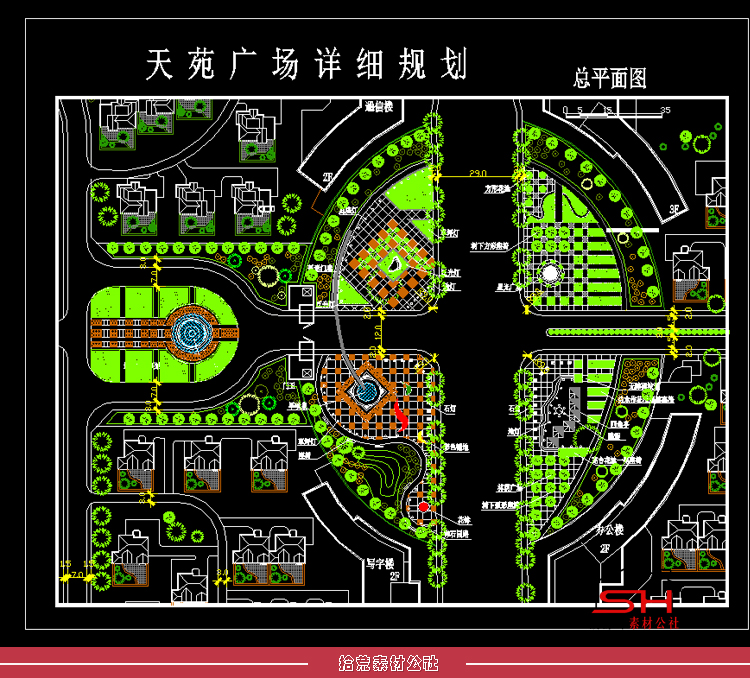 市政市民公园广场规划景观绿化设计方案CAD施工图总平面布置图纸 第18张