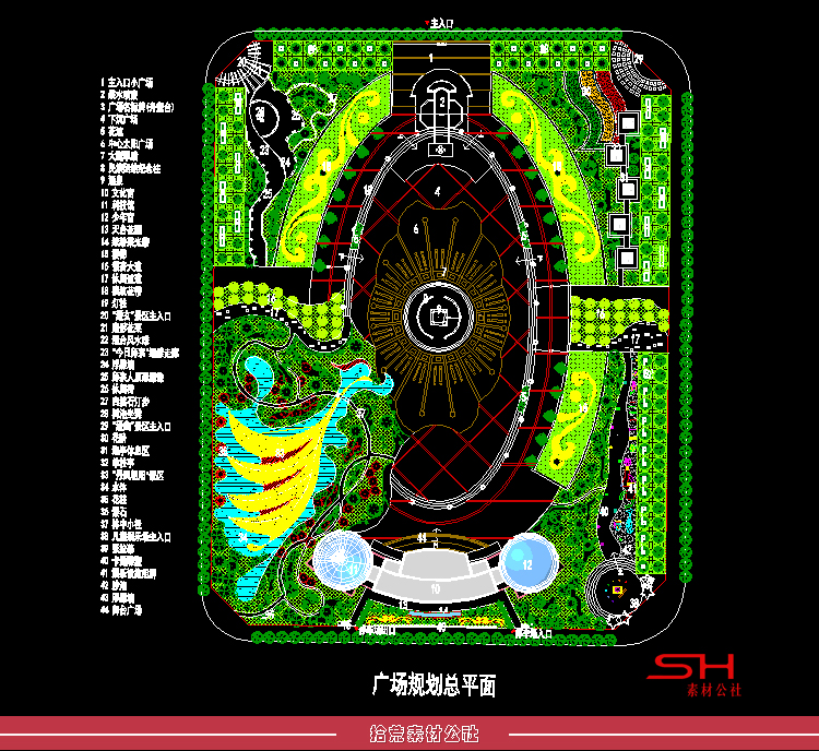 市政市民公园广场规划景观绿化设计方案CAD施工图总平面布置图纸 第20张