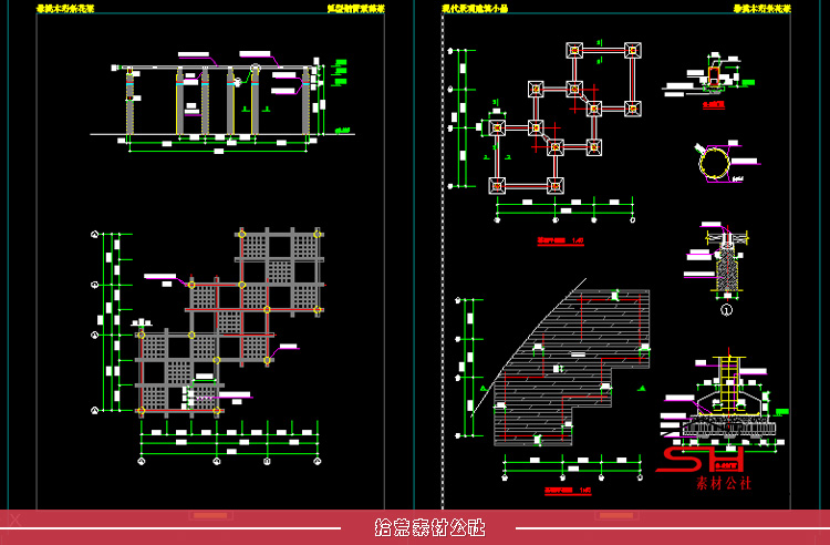 园林庭院户外景观亭保安亭花架廊架长廊亭子CAD施工图详图纸设计 第7张