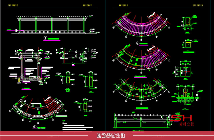 园林庭院户外景观亭保安亭花架廊架长廊亭子CAD施工图详图纸设计 第8张