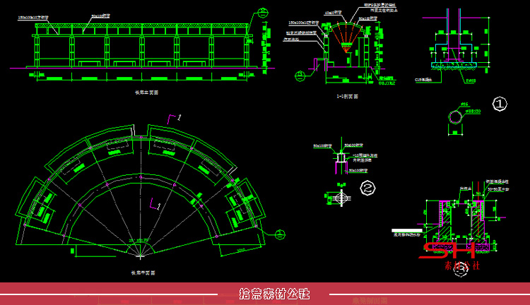 园林庭院户外景观亭保安亭花架廊架长廊亭子CAD施工图详图纸设计 第11张