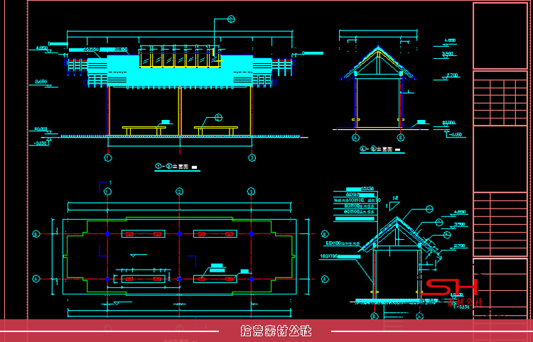 园林庭院户外景观亭保安亭花架廊架长廊亭子CAD施工图详图纸设计 第14张