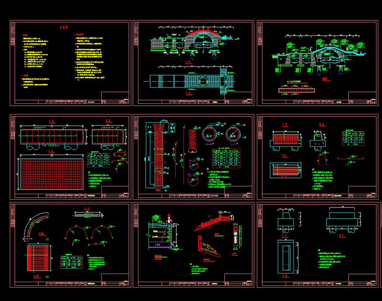 石拱桥人行天桥木桥钢桥景观桥梁小品设计CAD施工图详图图纸方案 第12张