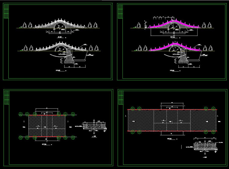 石拱桥人行天桥木桥钢桥景观桥梁小品设计CAD施工图详图图纸方案 第15张