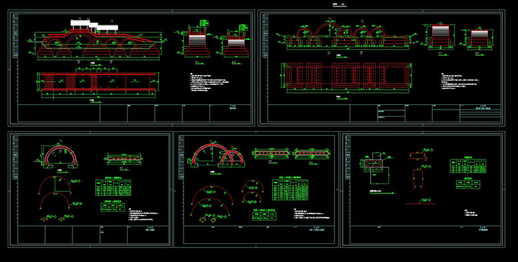 石拱桥人行天桥木桥钢桥景观桥梁小品设计CAD施工图详图图纸方案 第16张