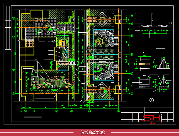 城市市政市民公园广场景观绿化设计CAD平立剖面施工图详图纸资料 第7张