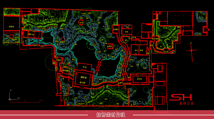 苏州古典园林庭院景观设计CAD平面图假山置石流水CAD施工详图素材 第2张