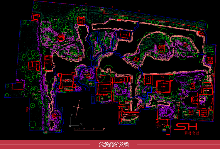 苏州古典园林庭院景观设计CAD平面图假山置石流水CAD施工详图素材 第4张