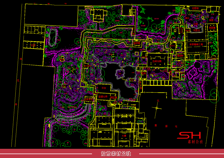 苏州古典园林庭院景观设计CAD平面图假山置石流水CAD施工详图素材 第6张