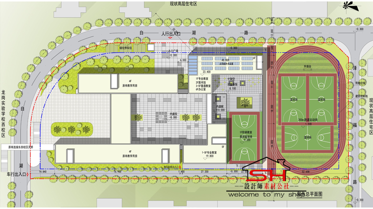 小中大学校幼儿园建筑景观规划设计案例方案文本效果图CAD平面图 第12张