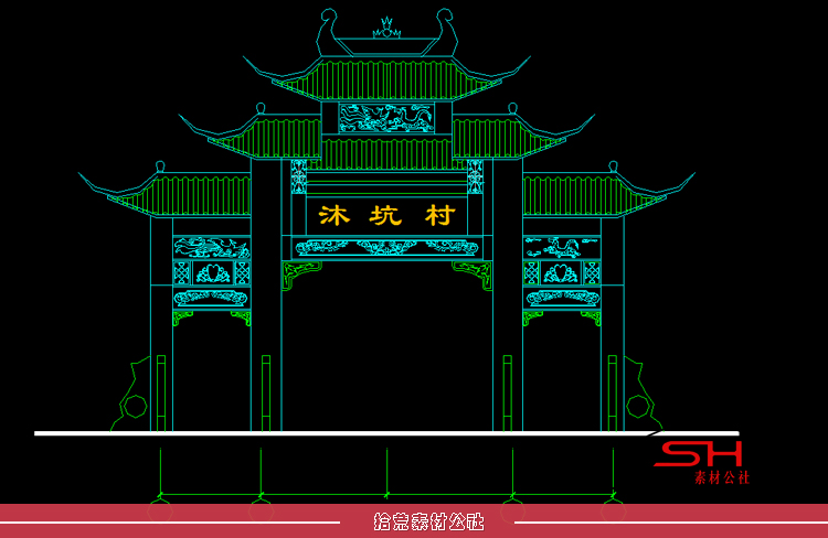 园林景观古建仿古牌楼牌坊大门拱门入口CAD建筑设计施工大样详图 第8张