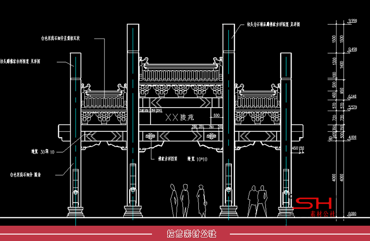 园林景观古建仿古牌楼牌坊大门拱门入口CAD建筑设计施工大样详图 第17张