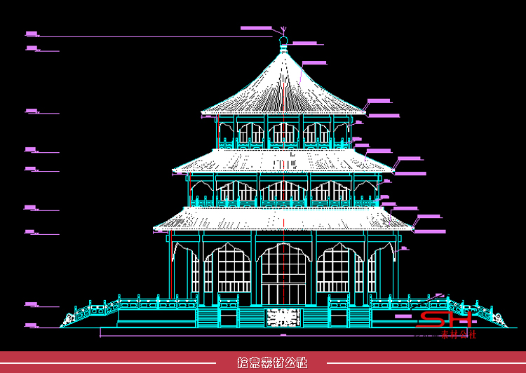 园林古建古塔塔楼宝塔寺庙佛塔建筑设计CAD施工大样详图素材素材 第13张