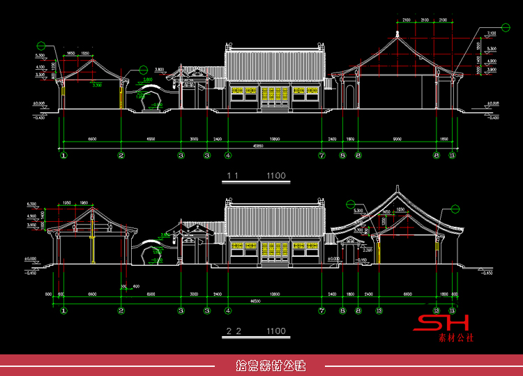 古典传统老北京中式四合院别墅庭院住宅建筑设计CAD施工平面图纸 第14张