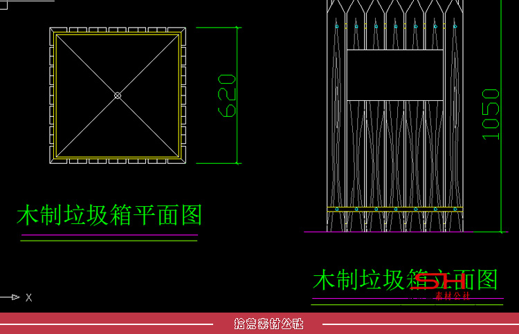 室内外园林景观小品垃圾桶垃圾箱CAD节点大样详图施工图设计素材 第3张