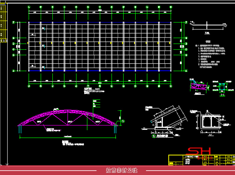 建筑玻璃智能蔬菜大棚温室大棚生态餐厅薄膜CAD施工图纸方案素材 第11张