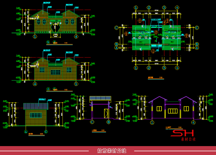 公园景区公共厕所卫生间建筑设计CAD平立剖面结构施工详图纸素材 第5张