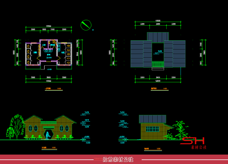 公园景区公共厕所卫生间建筑设计CAD平立剖面结构施工详图纸素材 第4张