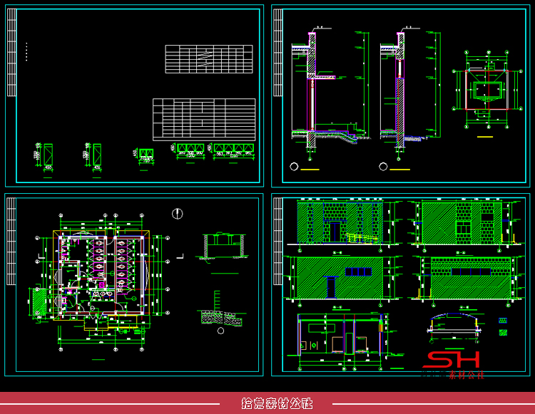 公园景区公共厕所卫生间建筑设计CAD平立剖面结构施工详图纸素材 第8张