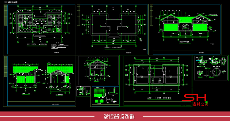 公园景区公共厕所卫生间建筑设计CAD平立剖面结构施工详图纸素材 第12张