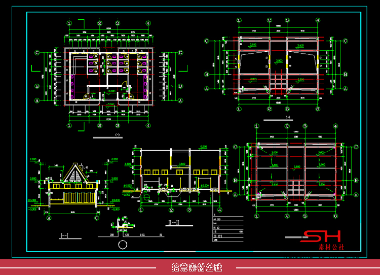 公园景区公共厕所卫生间建筑设计CAD平立剖面结构施工详图纸素材 第17张