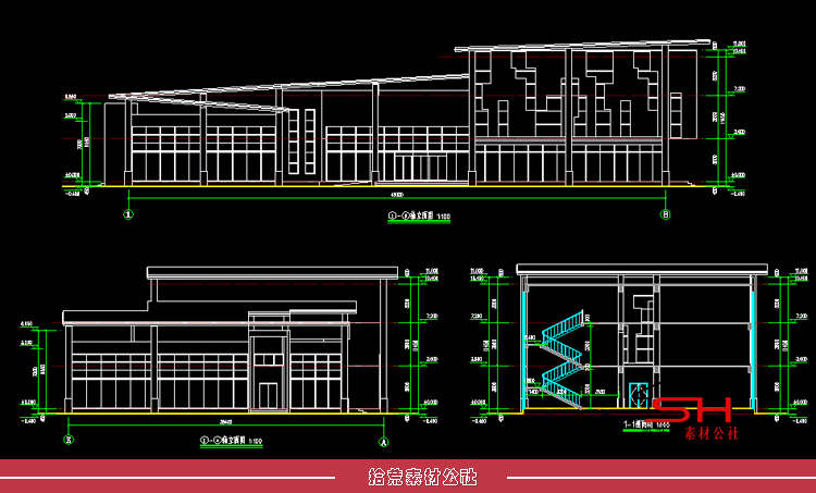 大学生校园活动中心建筑设计方案CAD平立剖面施工图纸效果图案例 第12张