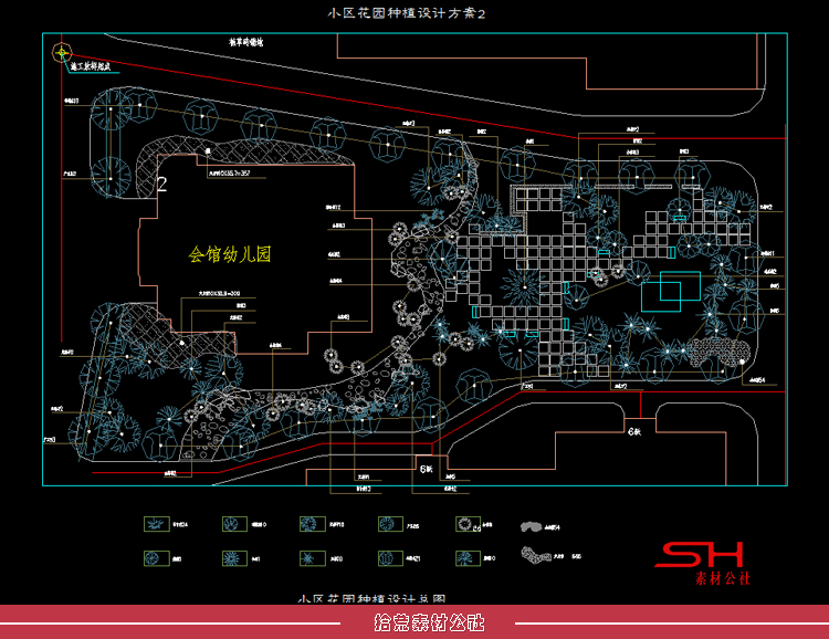 住宅小区市政公园广场道路景观绿化植物配置设计CAD总平面图素材 第6张