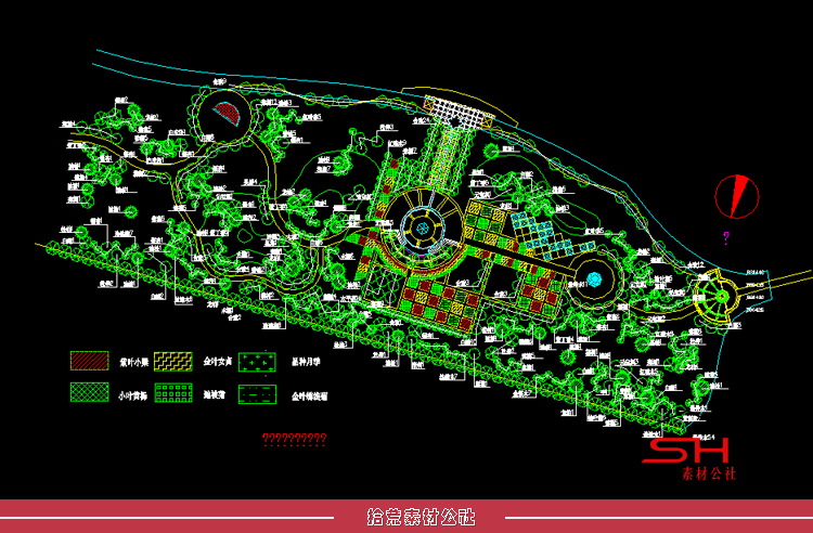 住宅小区市政公园广场道路景观绿化植物配置设计CAD总平面图素材 第9张