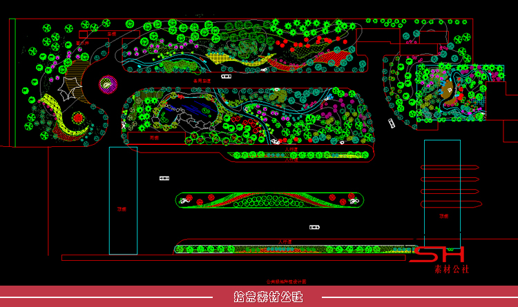 住宅小区市政公园广场道路景观绿化植物配置设计CAD总平面图素材 第13张