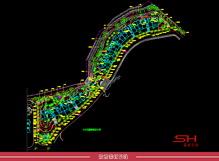 住宅小区市政公园广场道路景观绿化植物配置设计CAD总平面图素材 第18张