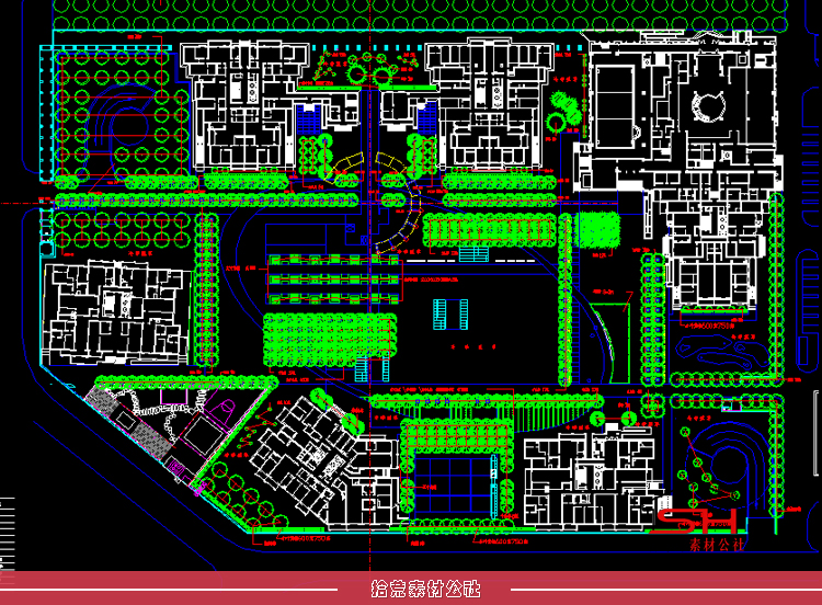 住宅小区市政公园广场道路景观绿化植物配置设计CAD总平面图素材 第19张