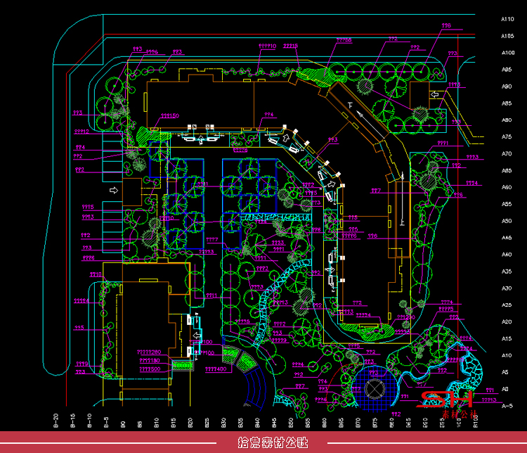 住宅小区市政公园广场道路景观绿化植物配置设计CAD总平面图素材 第20张