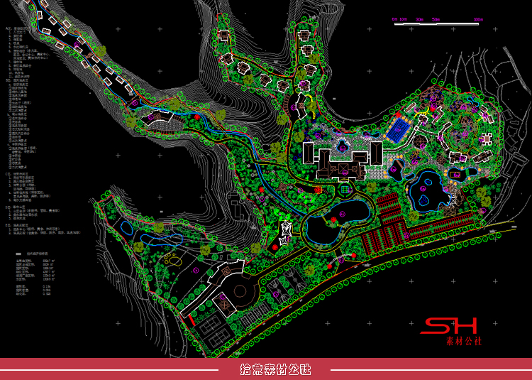 旅游区农业生态园农家乐度假村景观绿地规划CAD总平面图设计素材 第4张