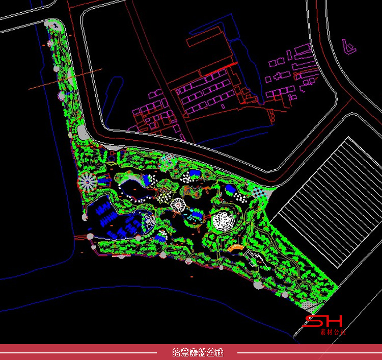 滨水湿地河道公园景观CAD总平面图图纸绿化设计方案施工图布置图 第9张