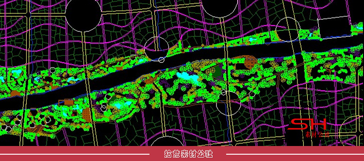 滨水湿地河道公园景观CAD总平面图图纸绿化设计方案施工图布置图 第10张