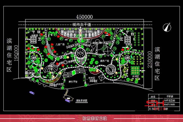 滨水湿地河道公园景观CAD总平面图图纸绿化设计方案施工图布置图 第14张