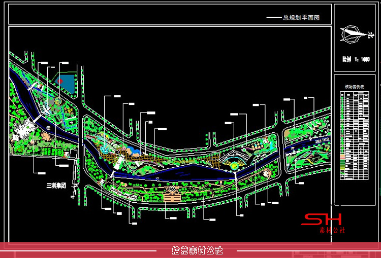 滨水湿地河道公园景观CAD总平面图图纸绿化设计方案施工图布置图 第19张