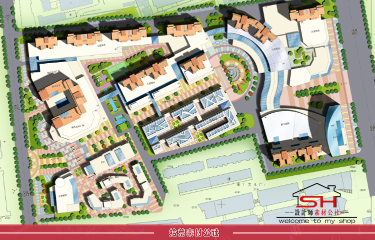 滨水城市规划建筑设计资料图纸全套参考案例SU模型CAD平面效果图 第18张