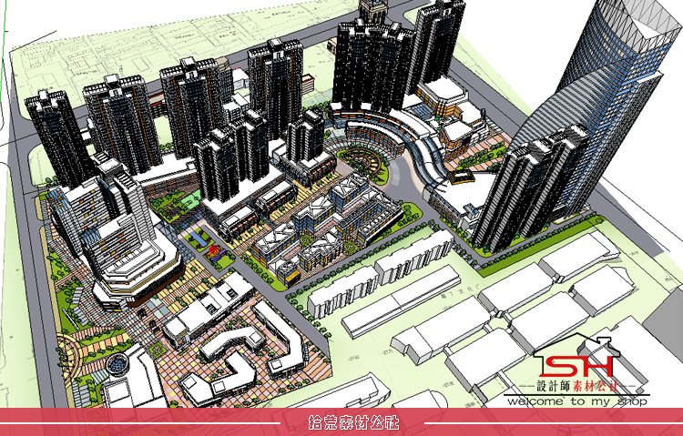 滨水城市规划建筑设计资料图纸全套参考案例SU模型CAD平面效果图 第19张